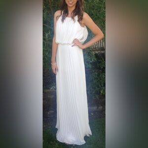 A. Drea White Pleated Maxi Dress